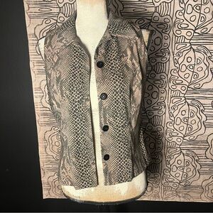 Vintage snake skin print button up Womens vest
